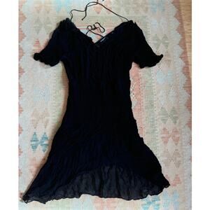 The Kooples Paris Womens Size 4 Black Semi Sheer Crepe Viscose Tiered Dress